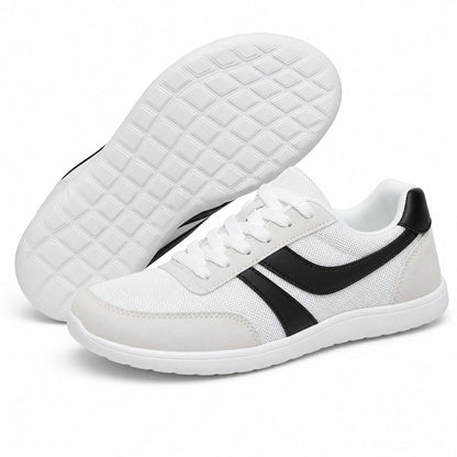 Orlena Roomy Toe Walking Shoes For Women White Black Front Hero Pair Sole