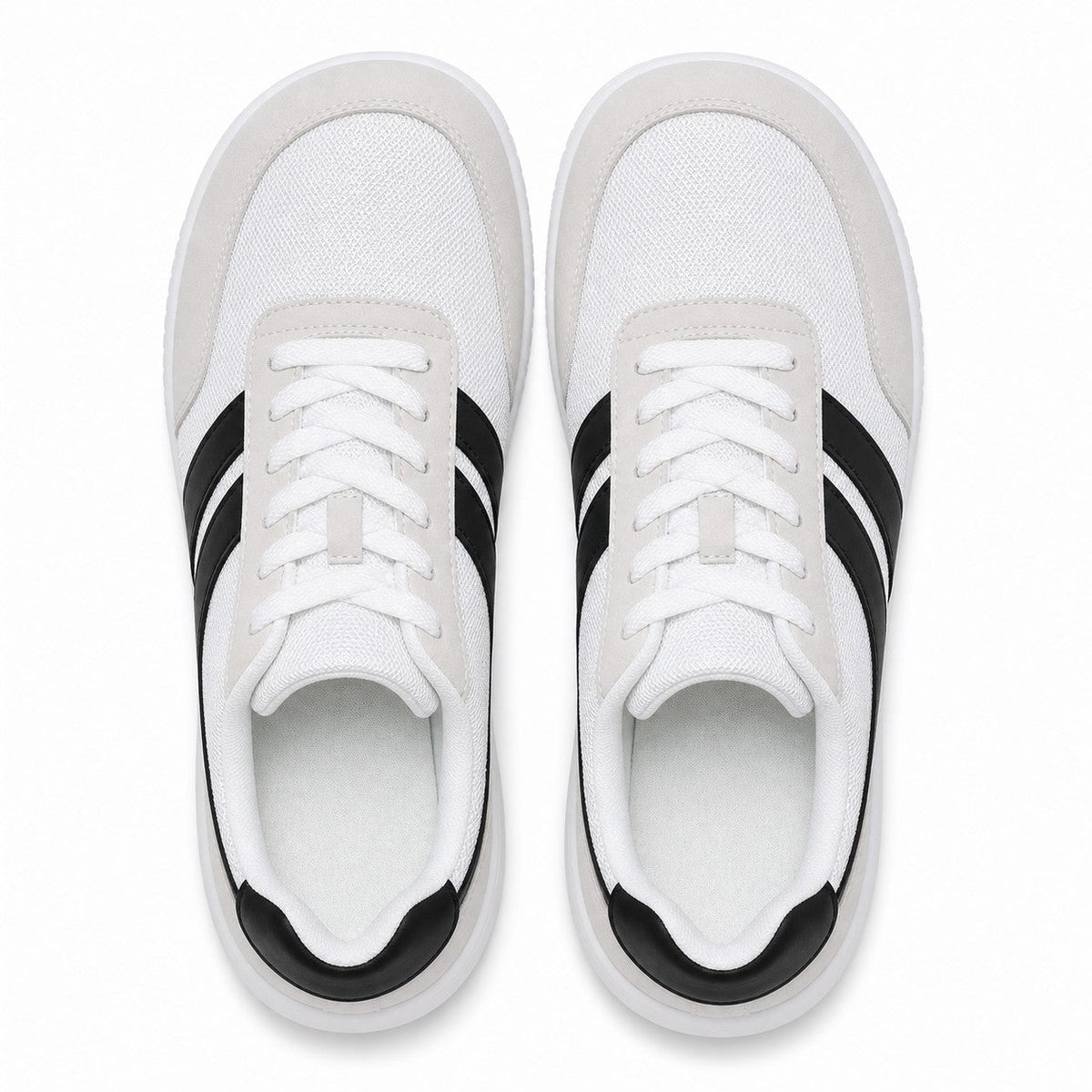 Orlena Roomy Toe Walking Shoes For Women White Black Top Down Detail