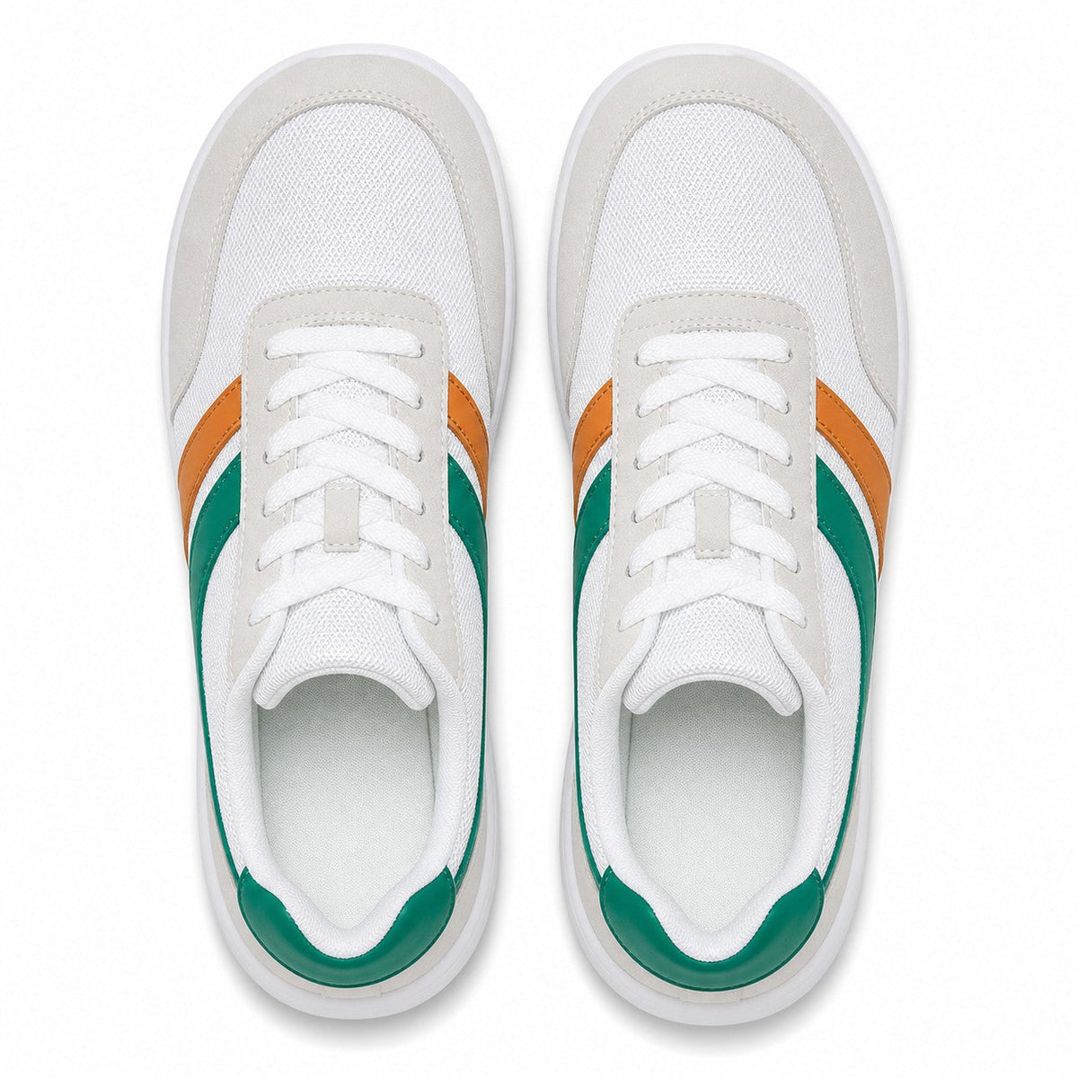 Orlena Roomy Toe Walking Shoes For Women White Green Orange Top Down Detail