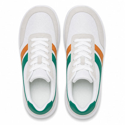Orlena Roomy Toe Walking Shoes For Women White Green Orange Top Down Detail