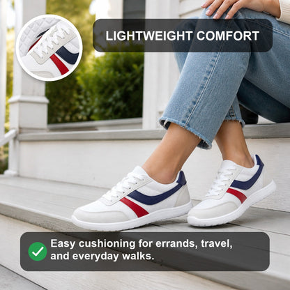 Orlena Roomy Toe Walking Shoes For Women White Navy Red Lightweight Comfort Feature