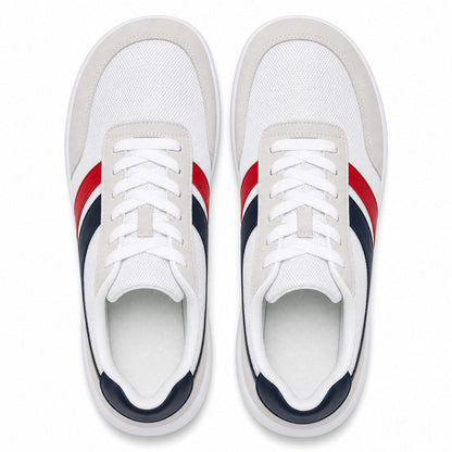 Orlena Roomy Toe Walking Shoes For Women White Navy Red Top Down Detail
