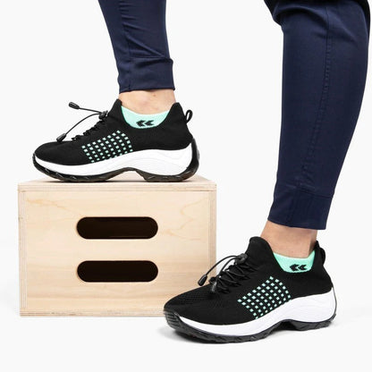 OrthoMila Women's Orthopedic Everyday Shoes black mint lifestyle step view