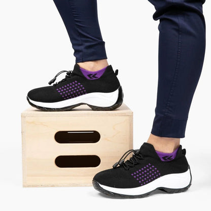 OrthoMila Women's Orthopedic Everyday Shoes black purple lifestyle step view
