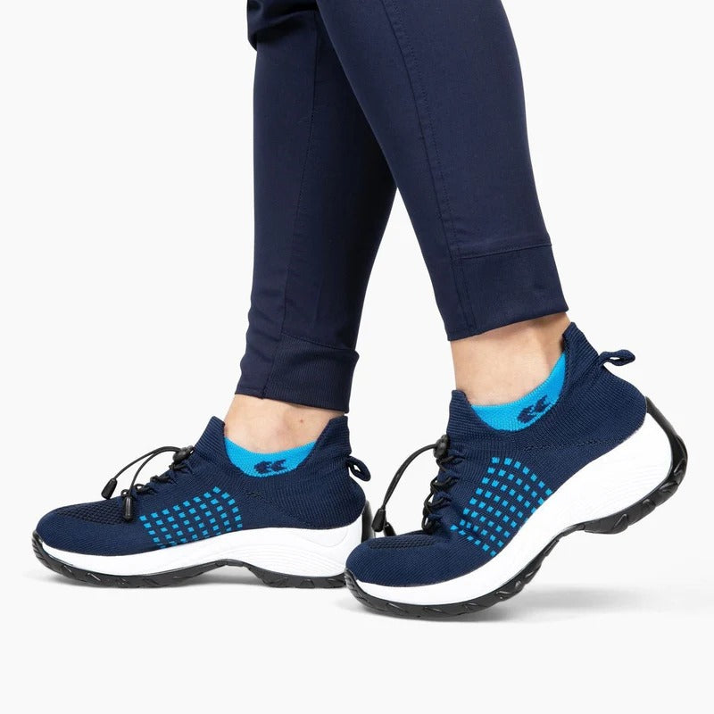 OrthoMila Women's Orthopedic Everyday Shoes navy blue lifestyle side view
