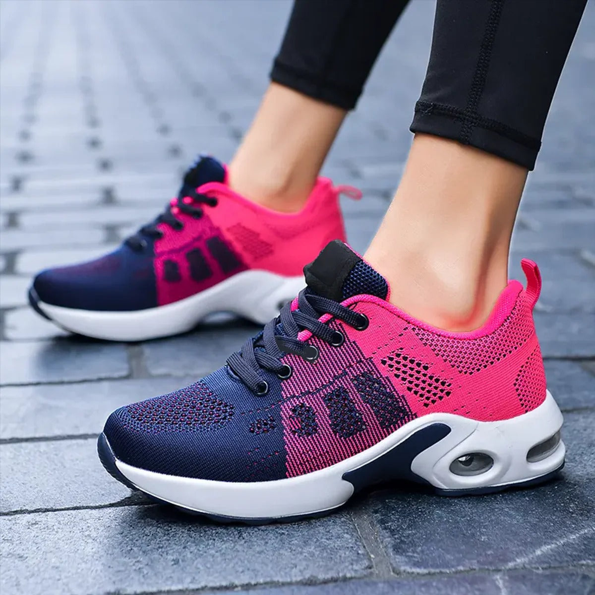 Blue OrthoStep Women's Air Cushion Walking Shoes side cushion detail