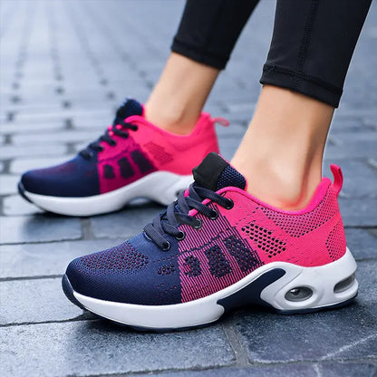 Blue OrthoStep Women's Air Cushion Walking Shoes side cushion detail