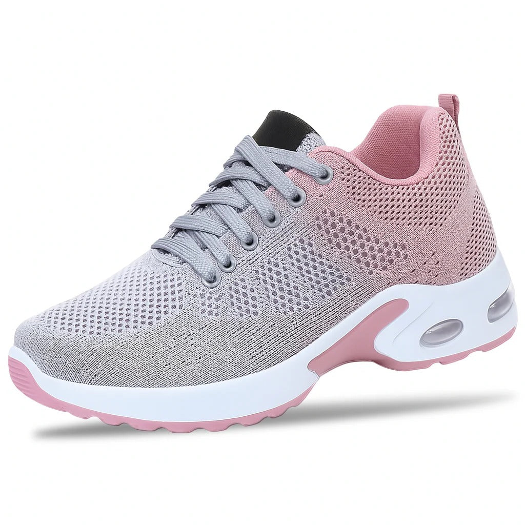 OrthoStep Women's Air Cushion Walking Shoes in pink, product front view