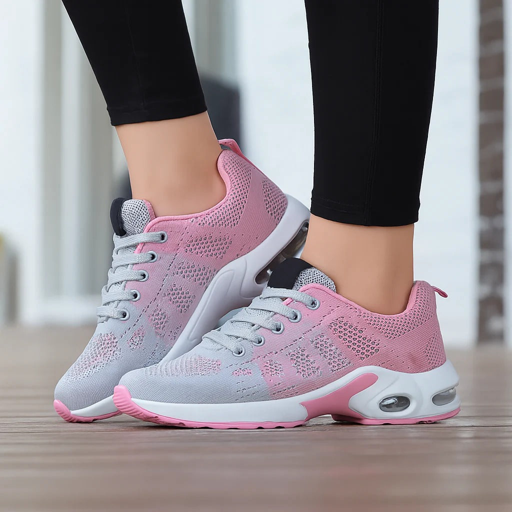 Pink OrthoStep Women's Air Cushion Walking Shoes side cushion detail