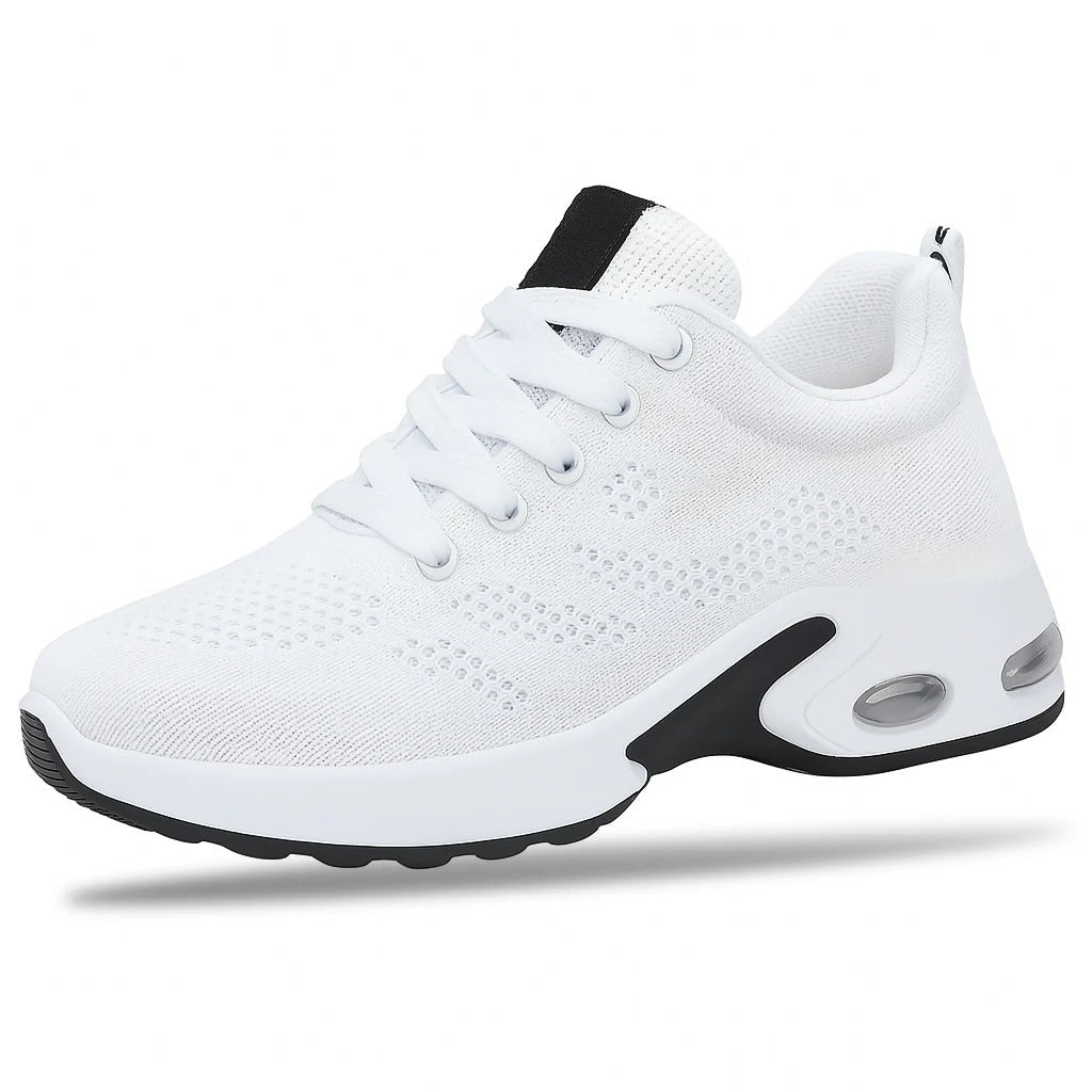 OrthoStep Women's Air Cushion Walking Shoes in white, product front view