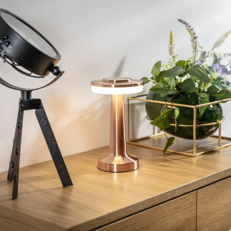 Retro Bar Table Lamp - Rechargeable LED, Touch Dimming