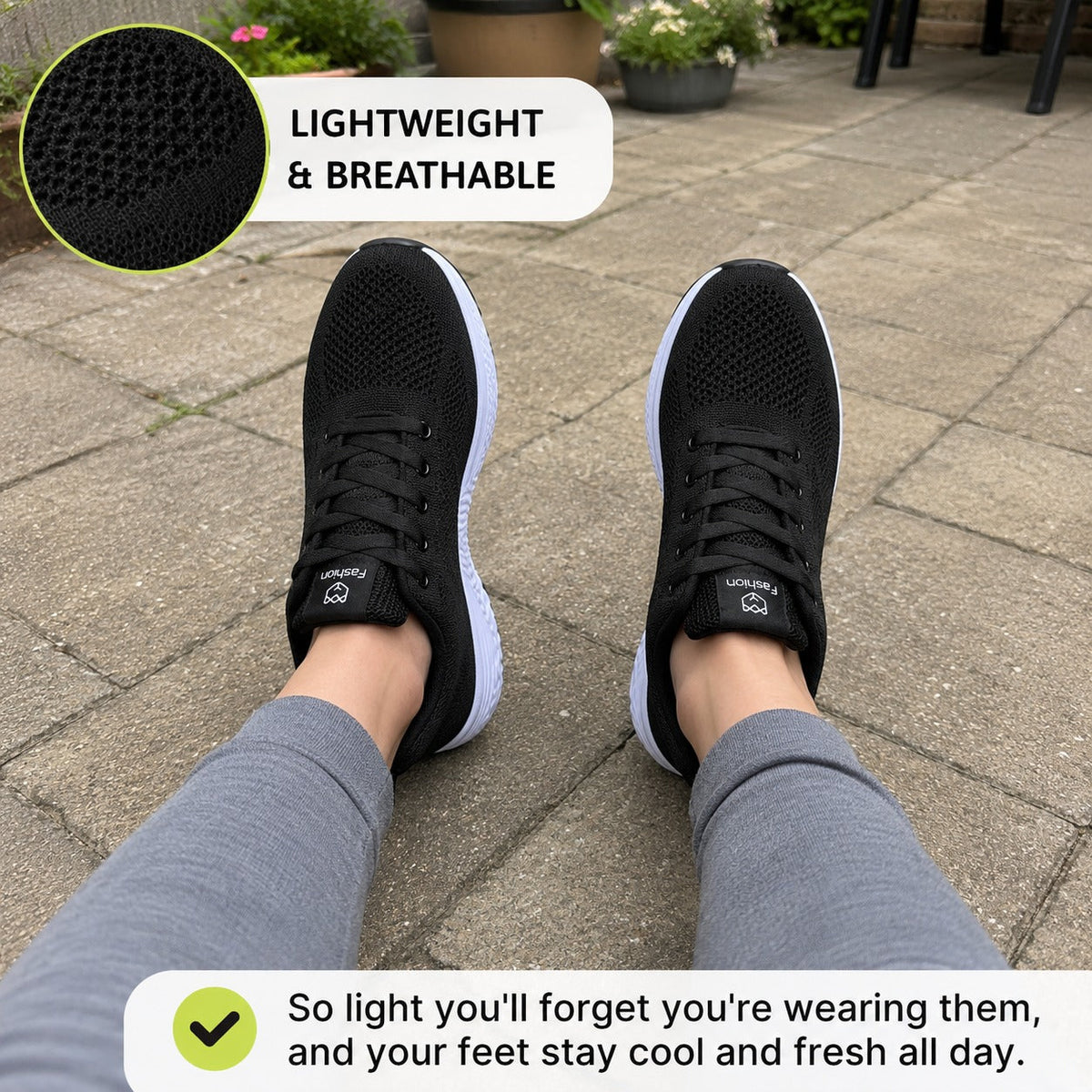 Pace Lightweight Comfort Shoes For Women Colour Black Lightweight Breathable Lifestyle