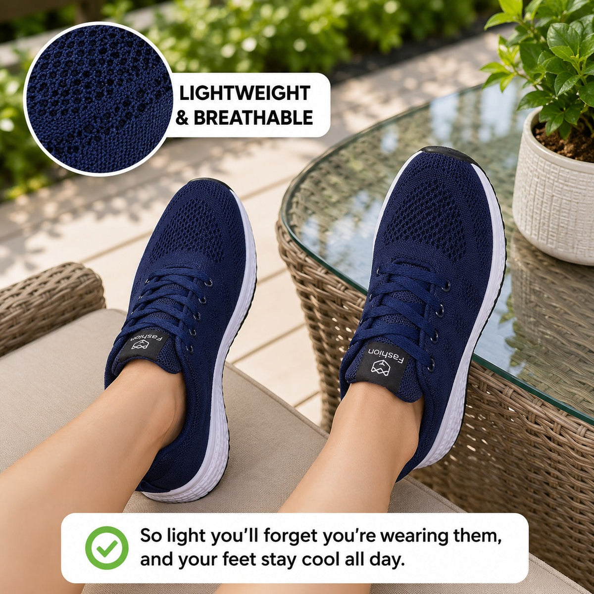 Pace Lightweight Comfort Shoes For Women Colour Navy Lightweight Breathable Lifestyle