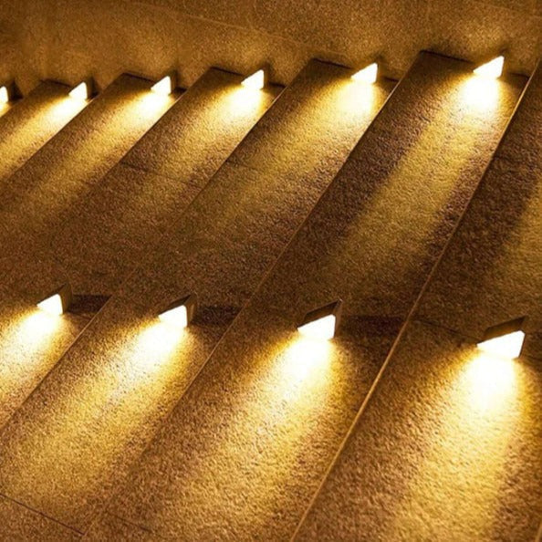 Solar Powered Stair Lights - Dusk-to-Dawn, Weatherproof