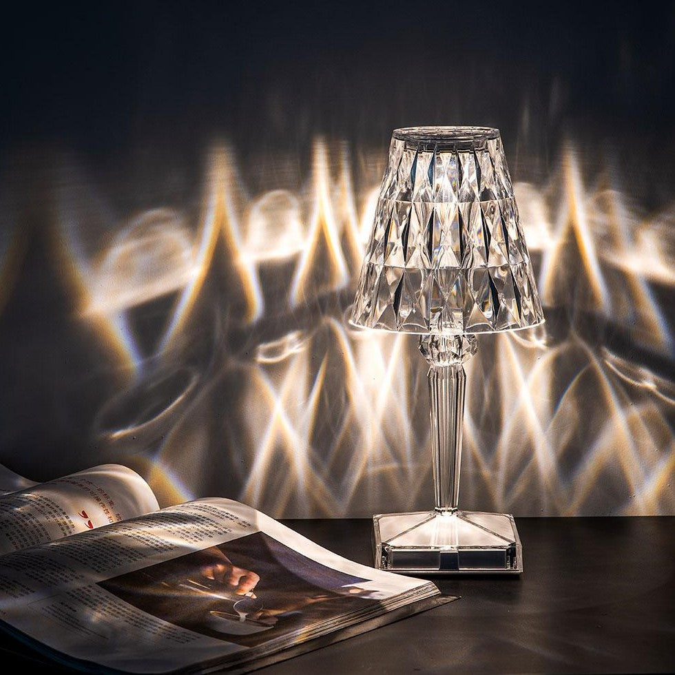 Sparkling Crystal Lamp – Touch Dimming, Rechargeable LED