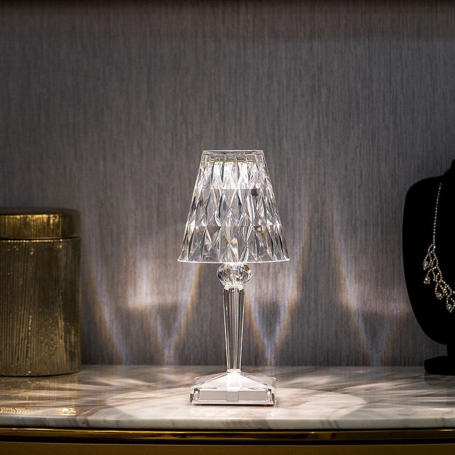 Sparkling Crystal Lamp – Touch Dimming, Rechargeable LED