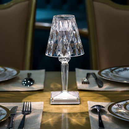 Sparkling Crystal Lamp – Touch Dimming, Rechargeable LED