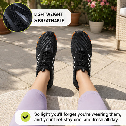 Prostep Premium Barefoot Shoes For Women Colour Black Orange Lightweight Breathable Lifestyle