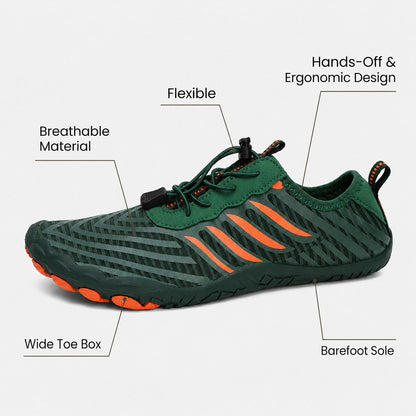 Prostep Premium Barefoot Shoes For Women Colour Green Orange Feature Diagram