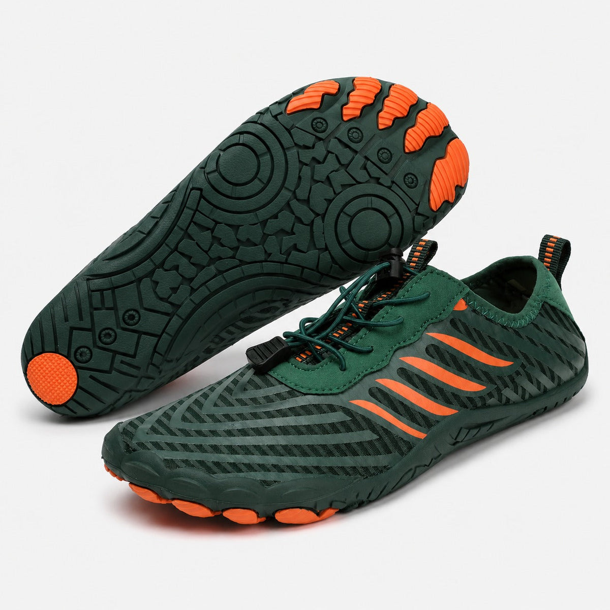 Prostep Premium Barefoot Shoes For Women Colour Green Orange Front Hero Pair Outsole