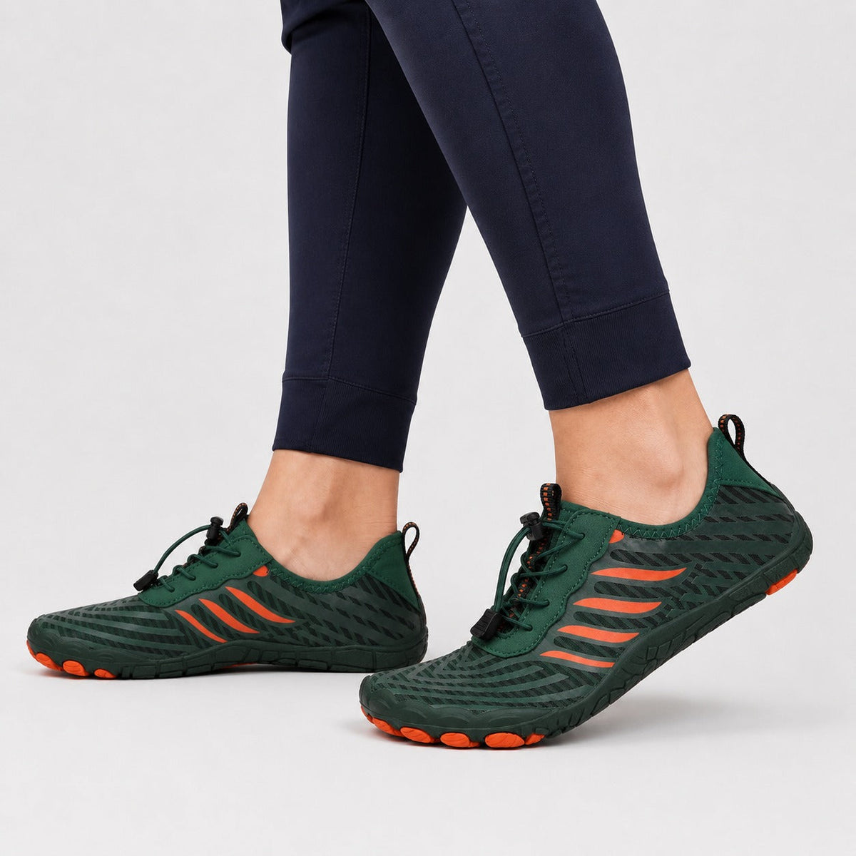 Prostep Premium Barefoot Shoes For Women Colour Green Orange Model Wearing