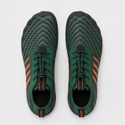 Prostep Premium Barefoot Shoes For Women Colour Green Orange Top Down Detail