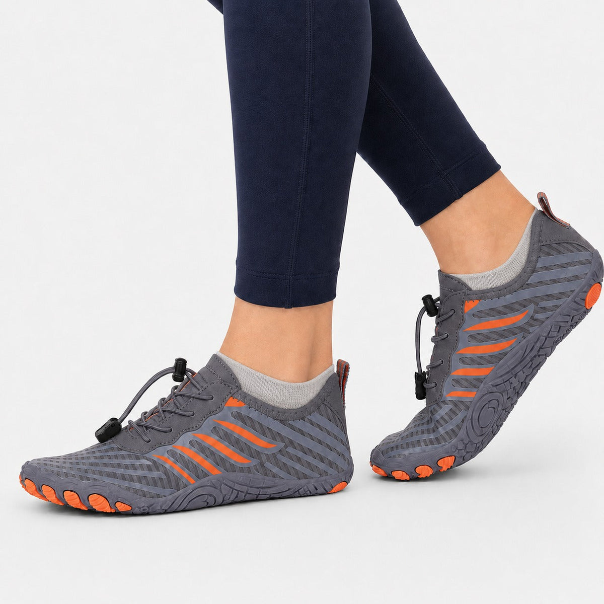 Prostep Premium Barefoot Shoes For Women Colour Grey Orange Model Wearing