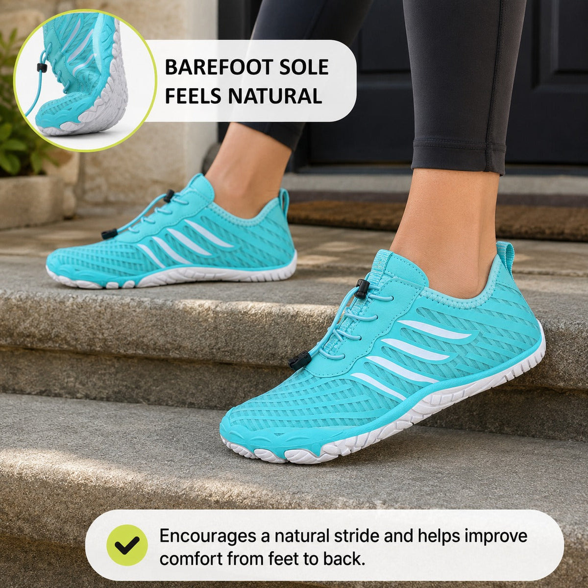 Prostep Premium Barefoot Shoes For Women Colour Turquoise Barefoot Sole Lifestyle