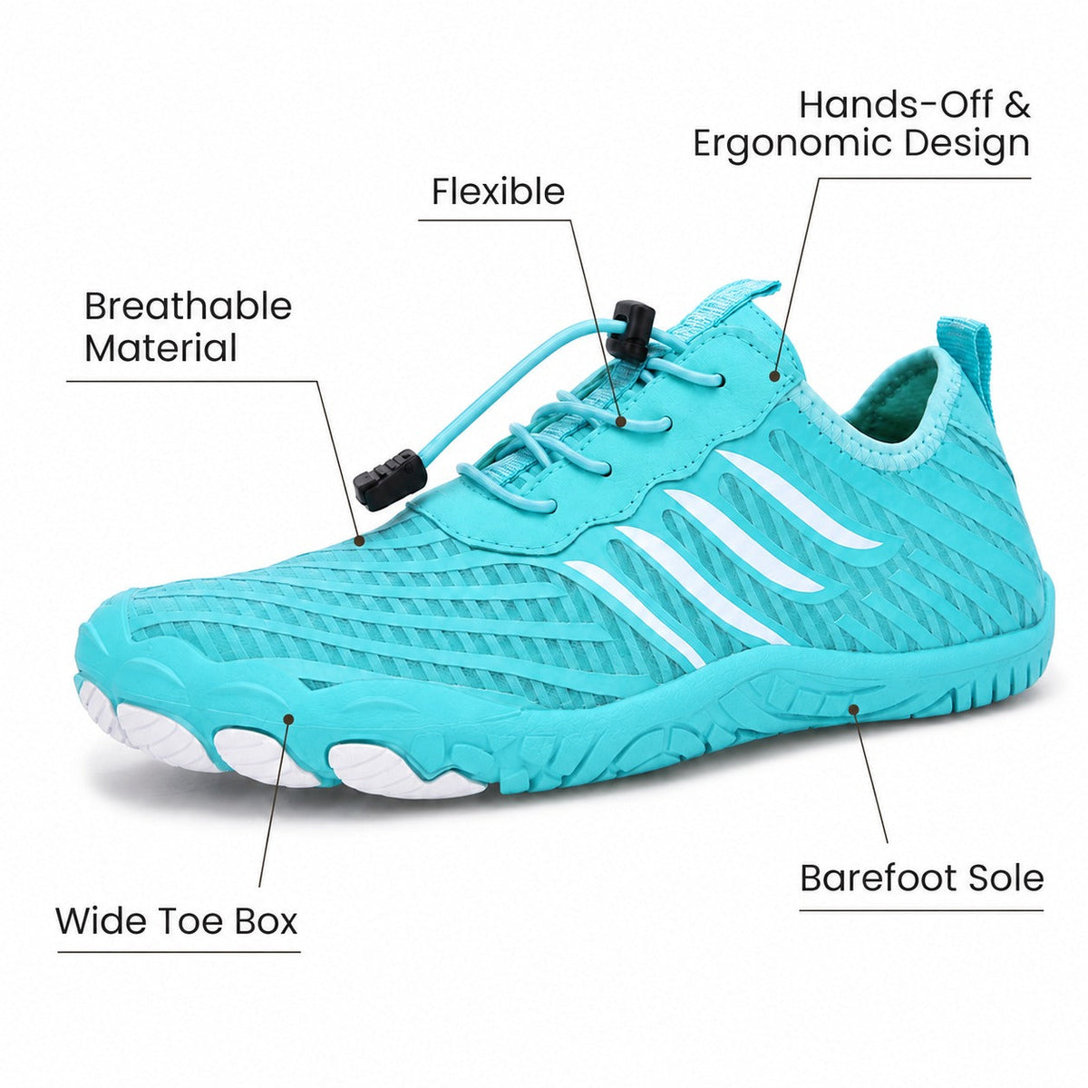 Prostep Premium Barefoot Shoes For Women Colour Turquoise Feature Diagram