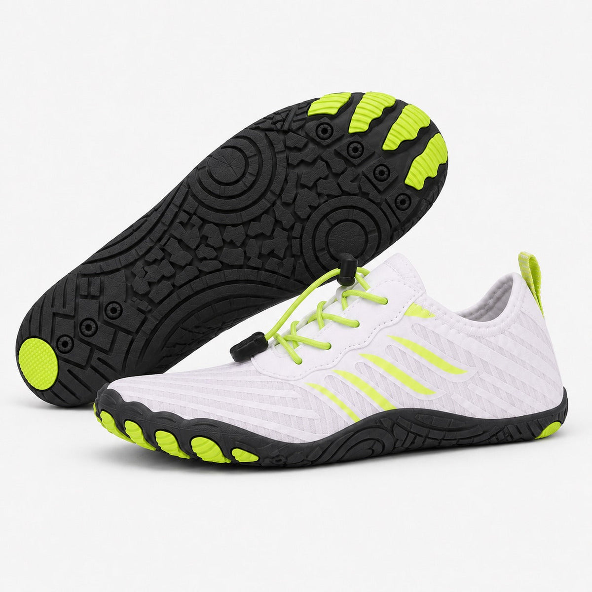 Prostep Premium Barefoot Shoes For Women Colour White Lime Front Hero Pair Outsole