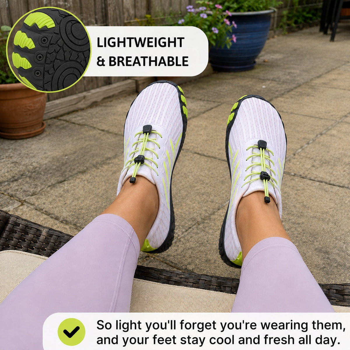 Prostep Premium Barefoot Shoes For Women Colour White Lime Lightweight Breathable Lifestyle