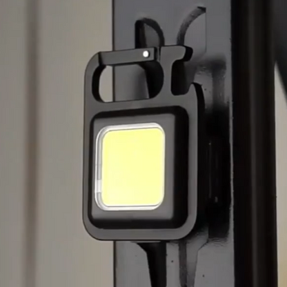 Mini Keychain Flashlight - COB LED, Rechargeable, Bottle Opener