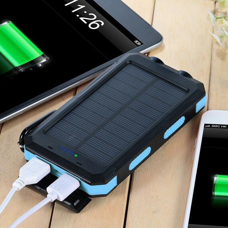 Solar External Power Bank – 20000mAh, Waterproof & Portable USB Charger