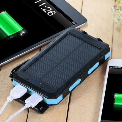 Solar External Power Bank – 20000mAh, Waterproof & Portable USB Charger