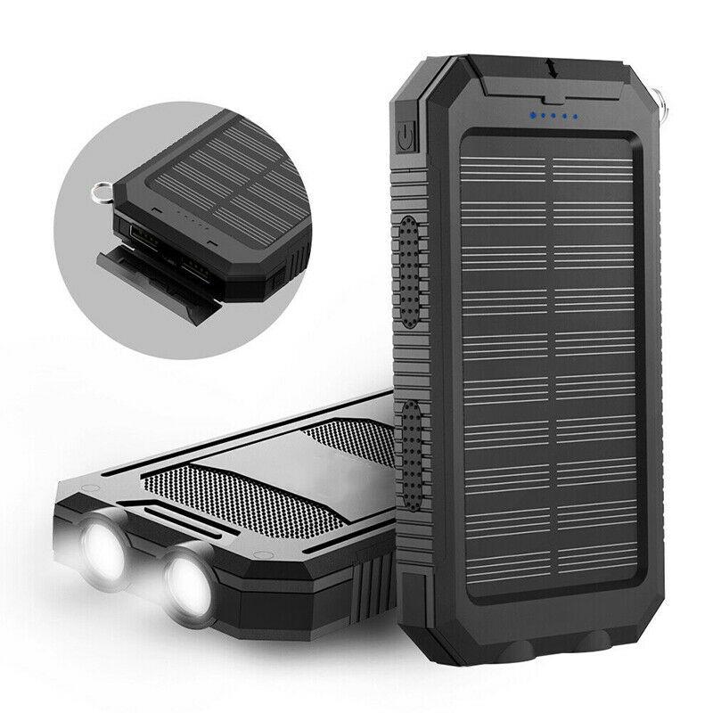 Solar External Power Bank – 20000mAh, Waterproof & Portable USB Charger