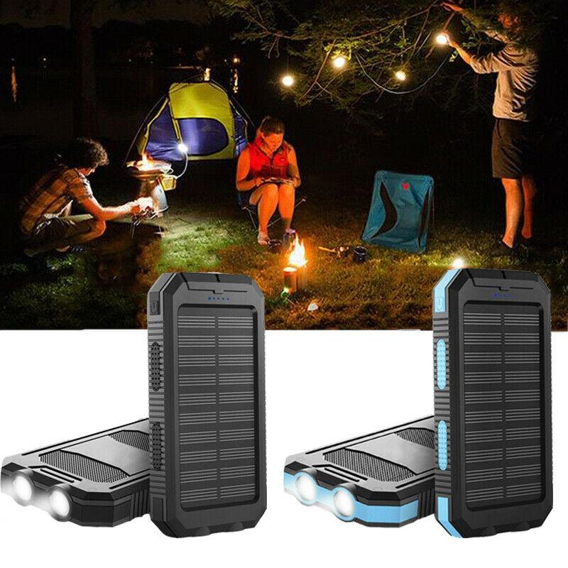 Solar External Power Bank – 20000mAh, Waterproof & Portable USB Charger