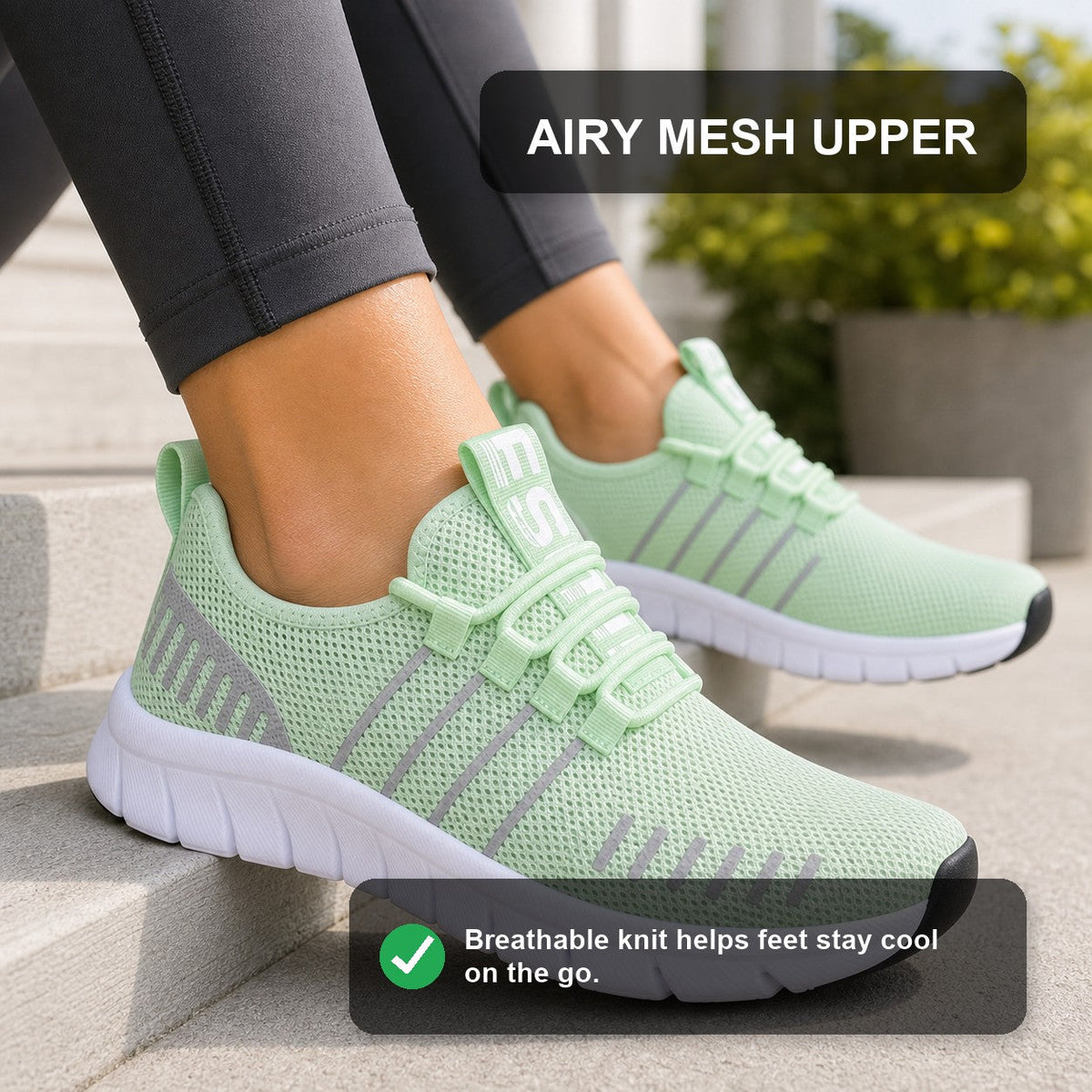 Stride Colorful Outdoor Walking Shoes For Women Colour Mint Green Airy Mesh Upper Feature