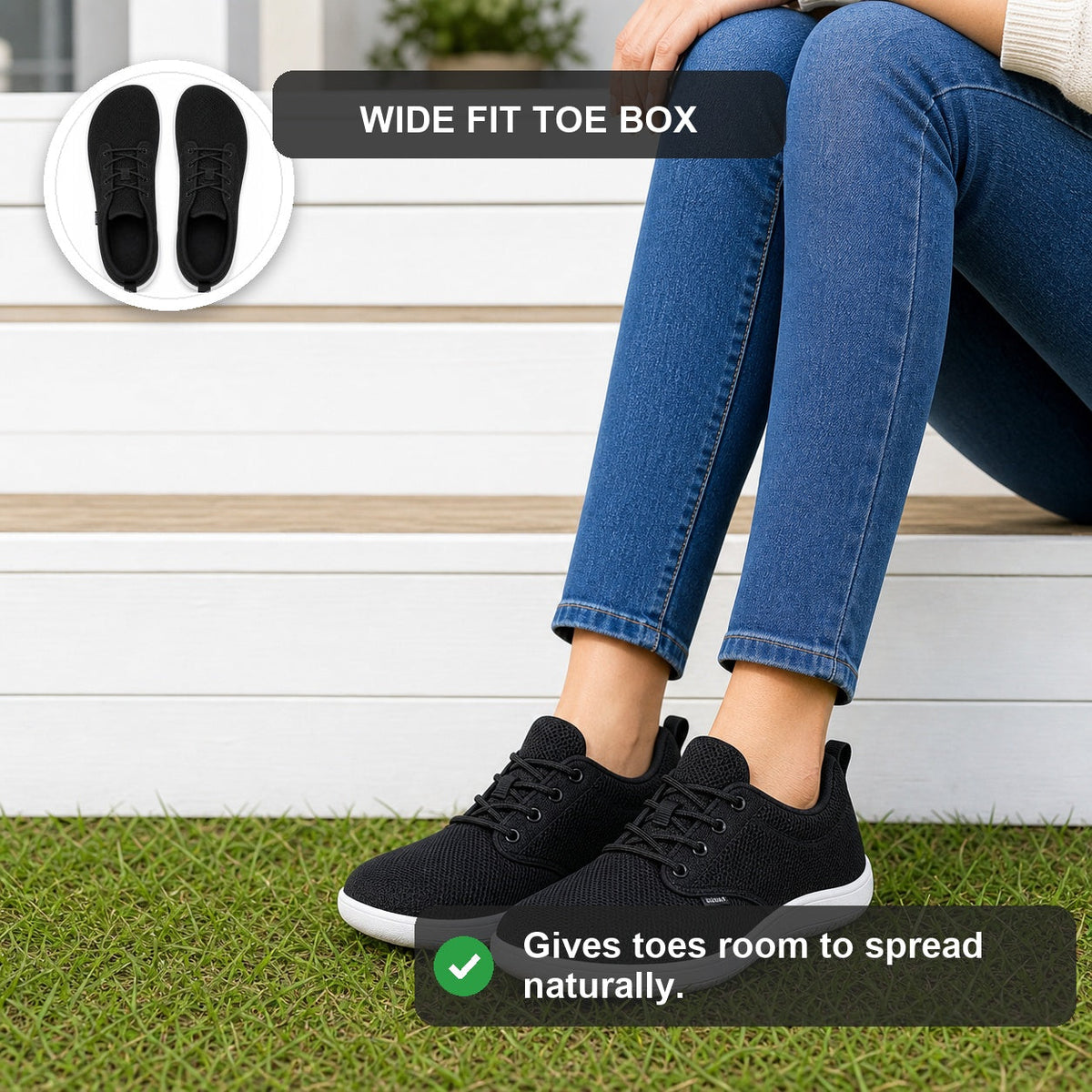 Terra Wide Fit Shoes For Women Black White Wide Fit Feature