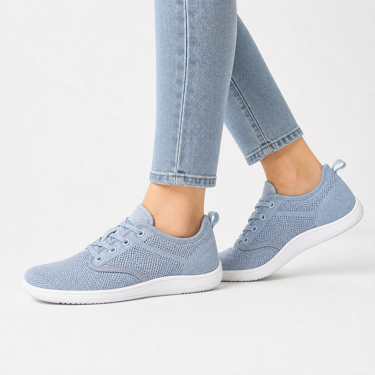 Terra Wide Fit Shoes For Women Light Blue White Model Wearing