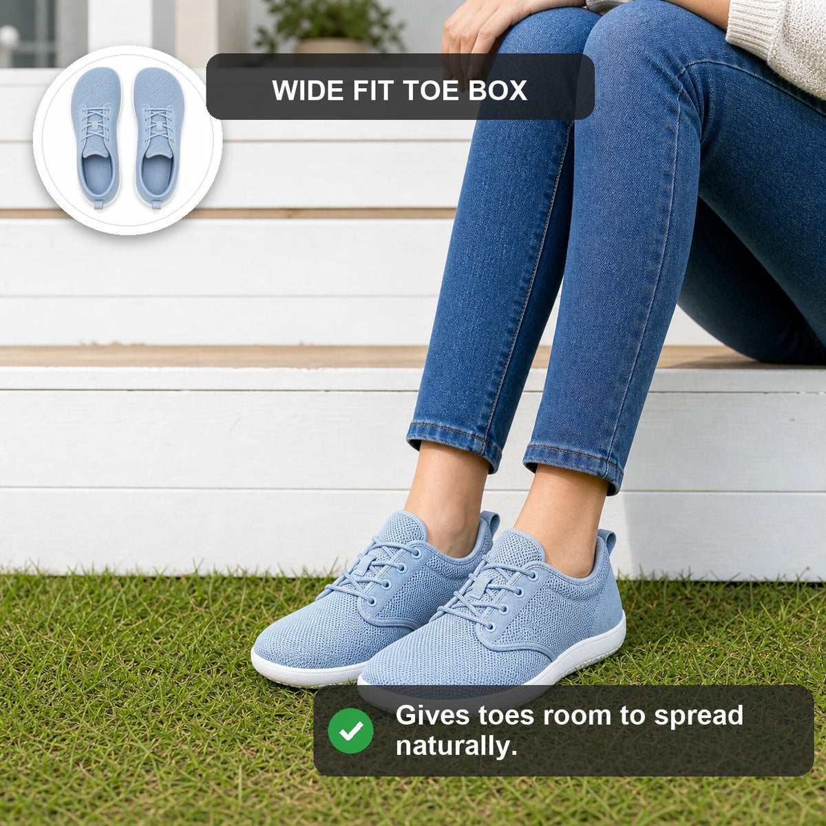 Terra Wide Fit Shoes For Women Light Blue White Wide Fit Feature