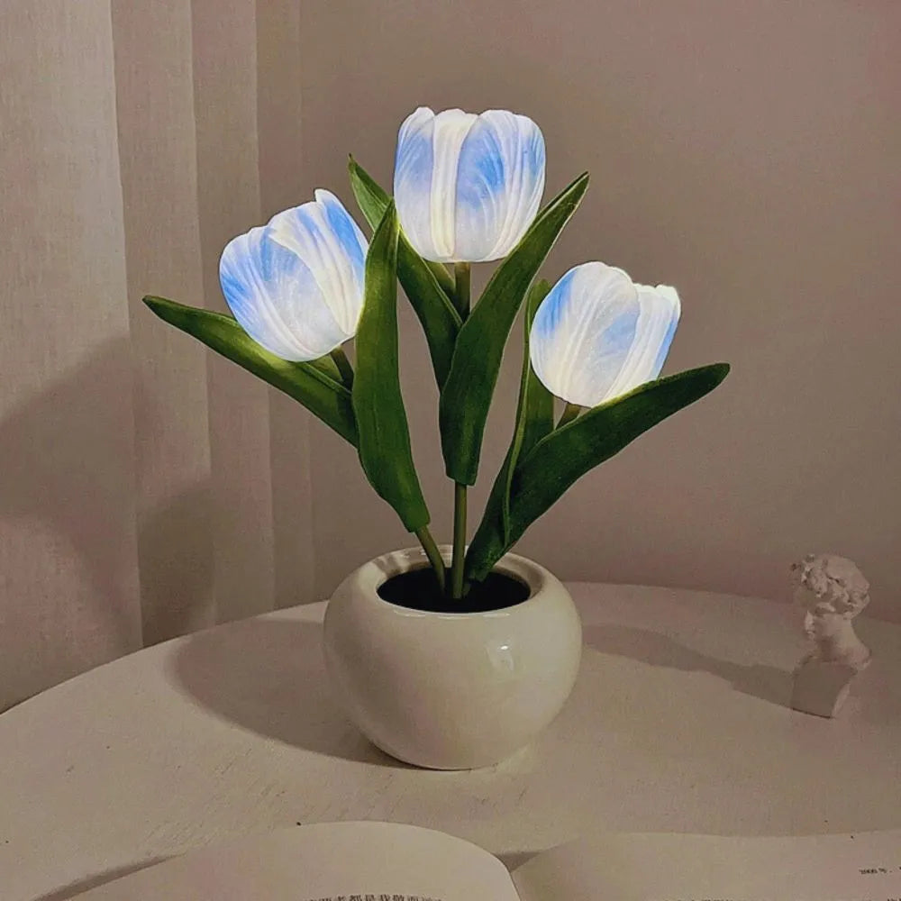 Tulip Night Light Lamp - Lifelike LED Flowers, Soft Warm Glow
