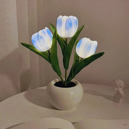 Tulip Night Light Lamp - Lifelike LED Flowers, Soft Warm Glow