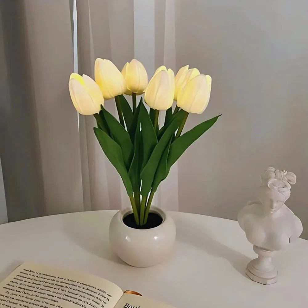Tulip Night Light Lamp - Lifelike LED Flowers, Soft Warm Glow