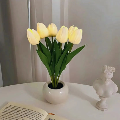 Tulip Night Light Lamp - Lifelike LED Flowers, Soft Warm Glow