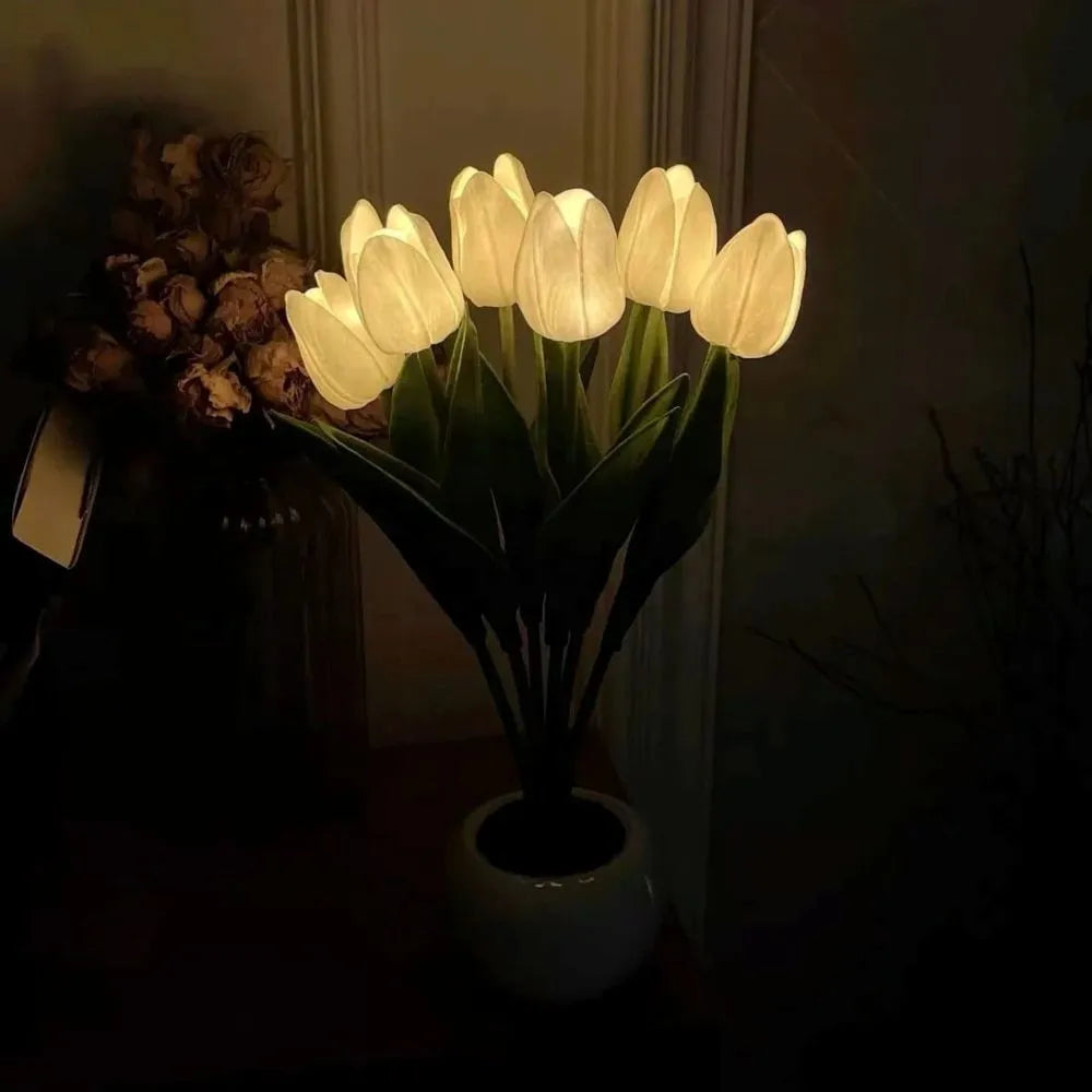 Tulip Night Light Lamp - Lifelike LED Flowers, Soft Warm Glow