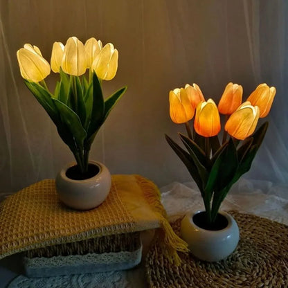 Tulip Night Light Lamp - Lifelike LED Flowers, Soft Warm Glow