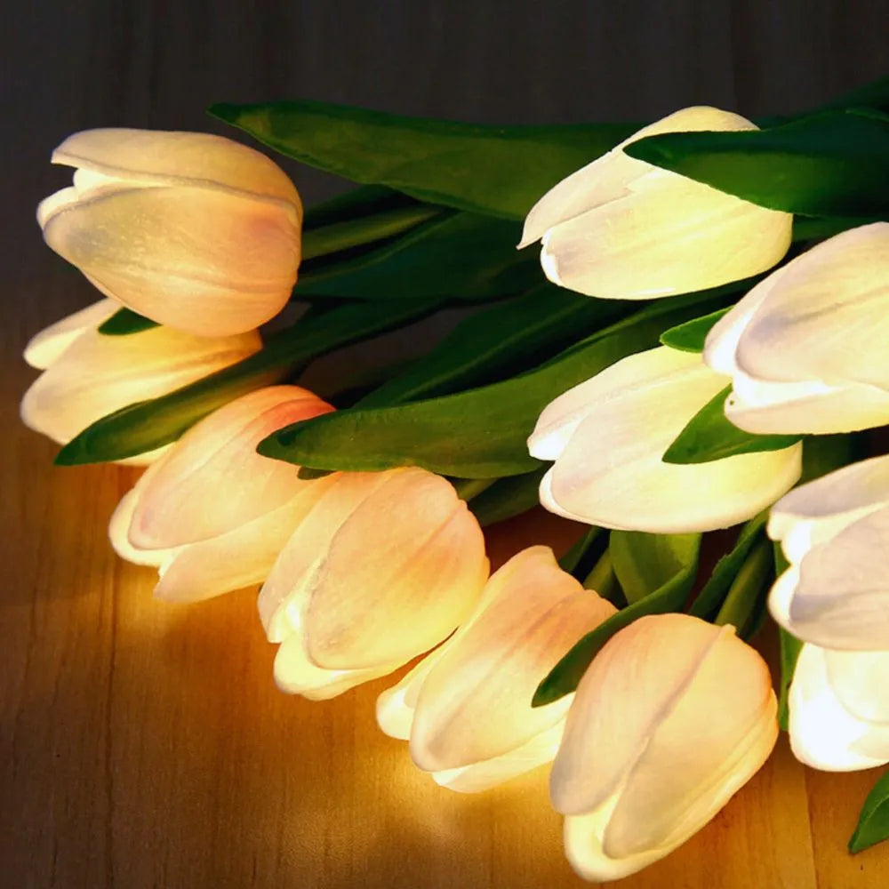Tulip Night Light Lamp - Lifelike LED Flowers, Soft Warm Glow