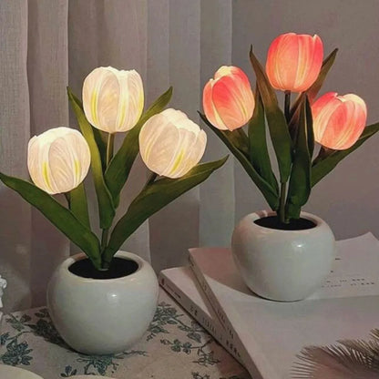 Tulip Night Light Lamp - Lifelike LED Flowers, Soft Warm Glow