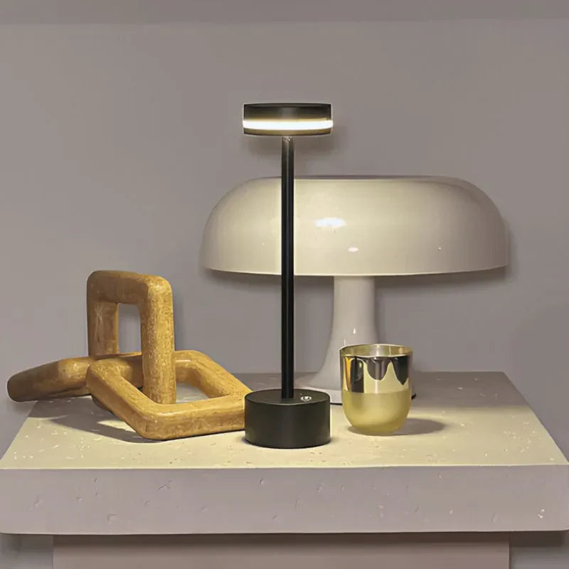 Cosmic Elegance Table Lamp - Rechargeable LED, Touch Dimmable
