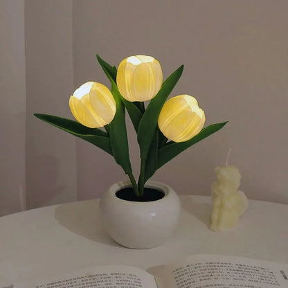Tulip Night Light Lamp - Lifelike LED Flowers, Soft Warm Glow